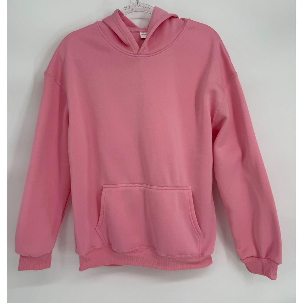 Pink Joyful Romans 12:12 Graphic Hoodie Fleece Lined Sweatshirt Sz L